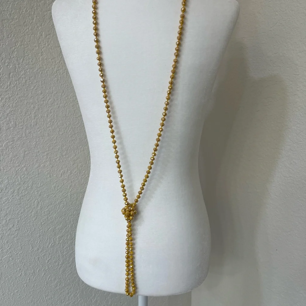 Yellow, Blue, and Bronze Beaded Necklaces - Picture 4 of 9